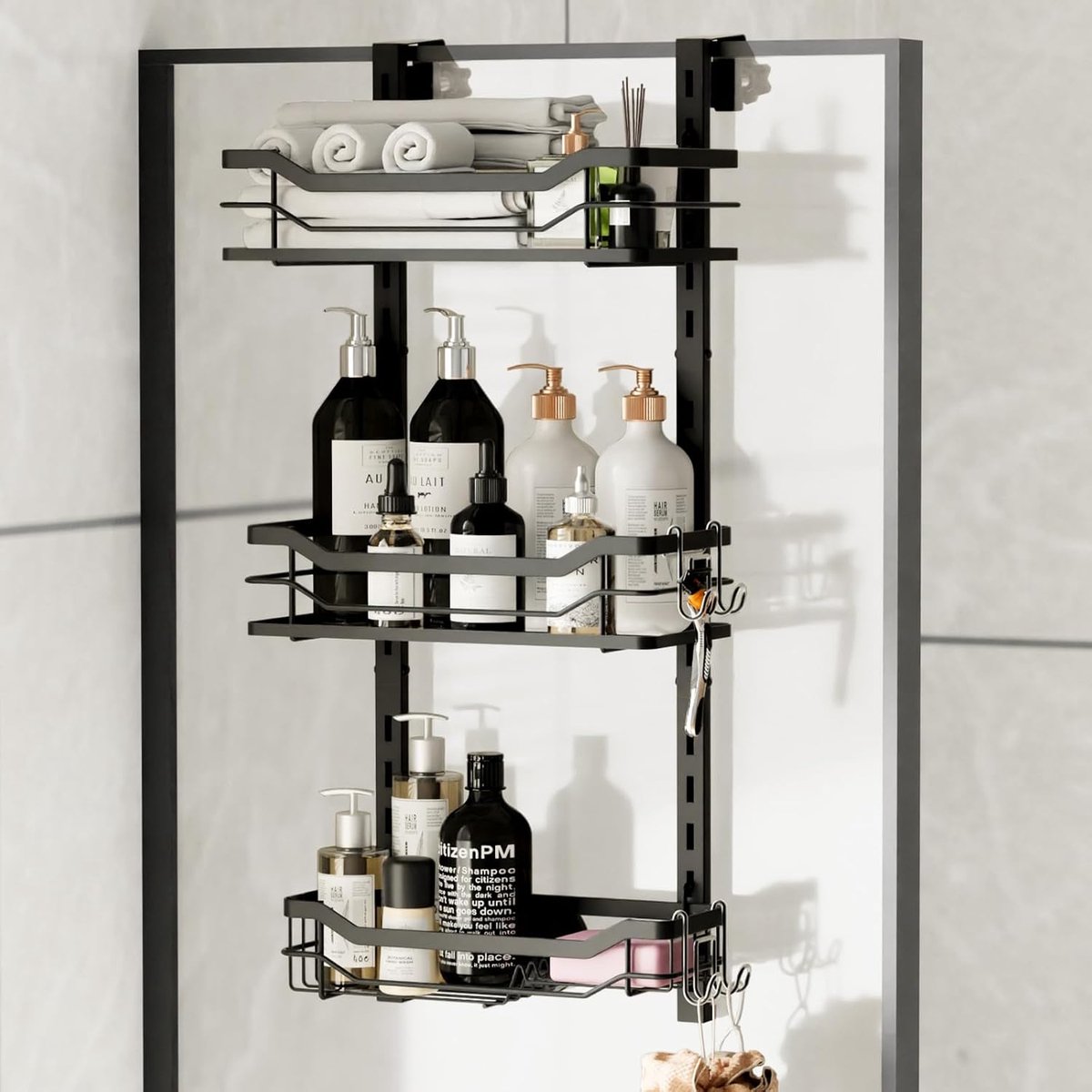 SnelShoppen - TAILI Haak & Lussysteem Opbergmand (2 haken) - Zuignap Doucheroller - Badkamer Opbergmand - RVS Waterdicht - Geen Boren - Shampoo Flesse