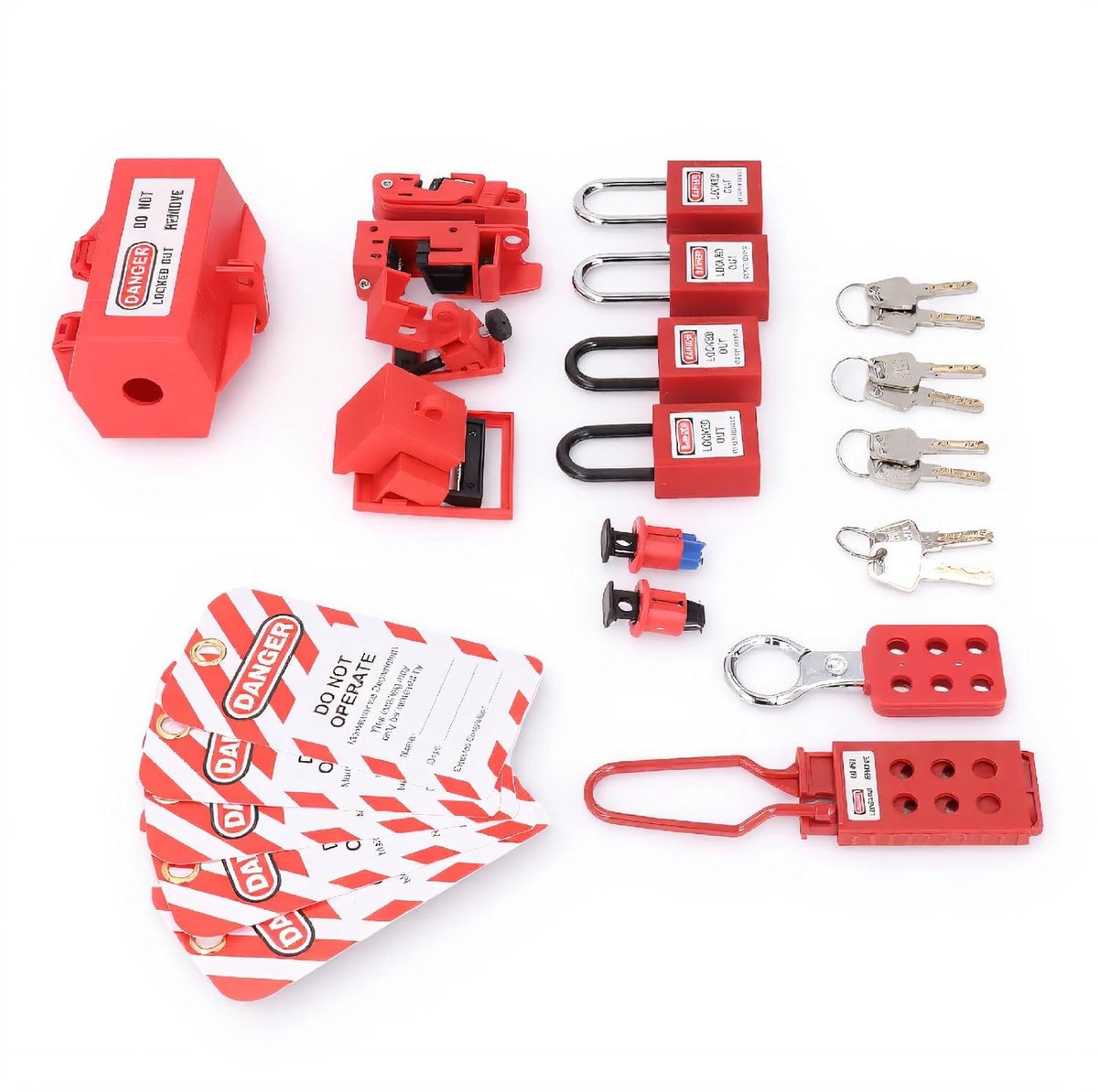 SnelShoppen - Lock Out Tag Out Sets Elektrisch, Multifunctionele Lockout Tagout Set met Beveiligingslots, Hangtags, Sleutels en Opbergtas voor Veiligh