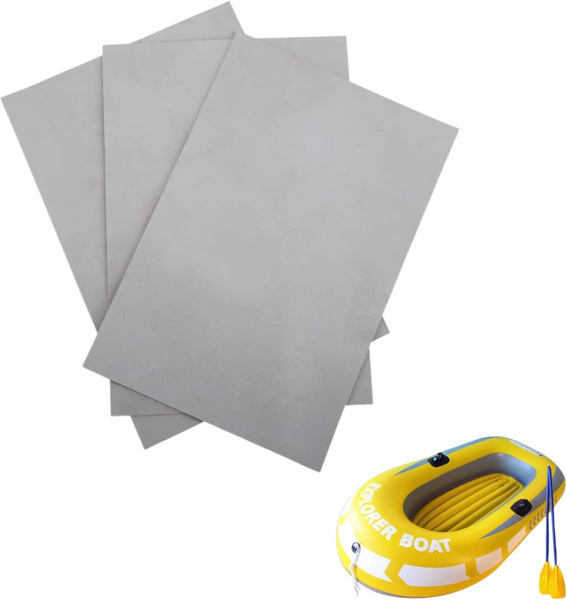 SnelShoppen - 3PCS Opblaasboot Reparatie PVC Kajak Reparatie Patches - Reparatieset voor Opblaasboot en Varen - Grijs-Wit