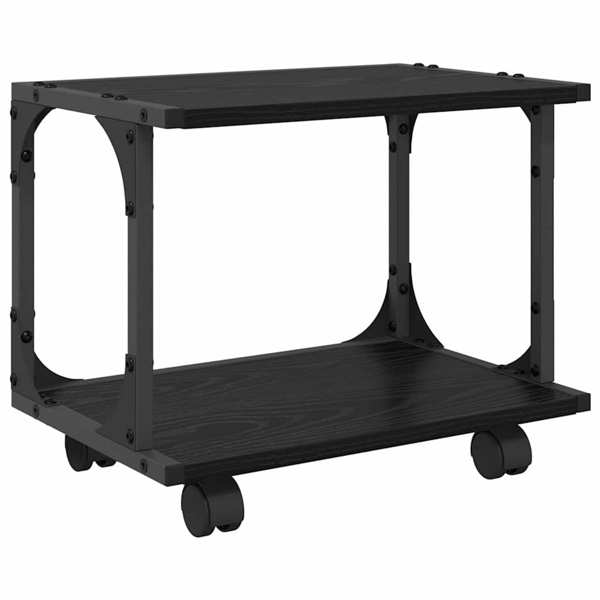 vidaXL Printerstand - Zwart - eiken - 41 - x - 28 - x - 33,5 - cm - Bewerkt - hout