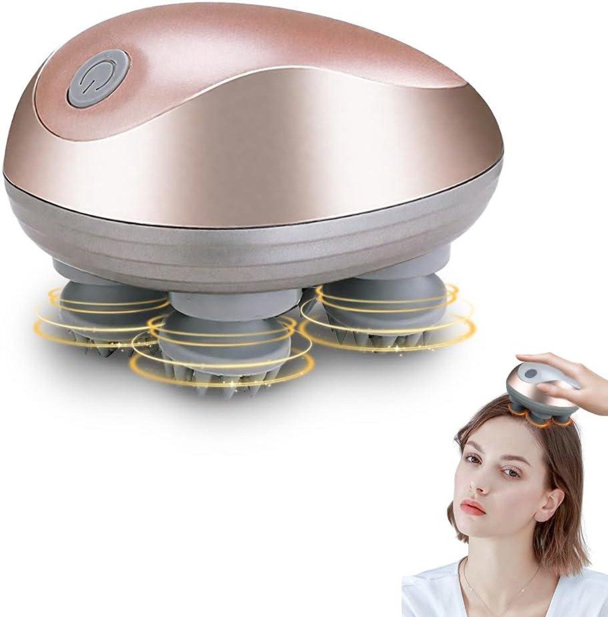 Hoofdmassageapparaat - Scalp Massager - Ontspanning Thuis - IPX7 Waterdicht - 11 x 8.6 x 8 cm - Goud