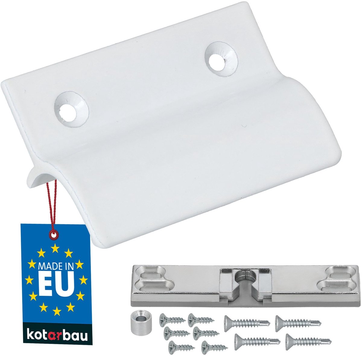 KOTARBAU® Balkondeurgreep - Terrasdeurgreep - met Balkondeur Snapper - Wit - Deurgreep Balkon - Terrasdeurgreep met Afstandhouder - Aluminium