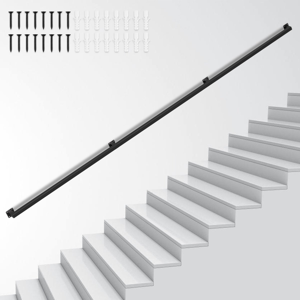 300 cm Trapleuning voor trap Trapleuning Trapleuning voor trap binnen en buiten zwart