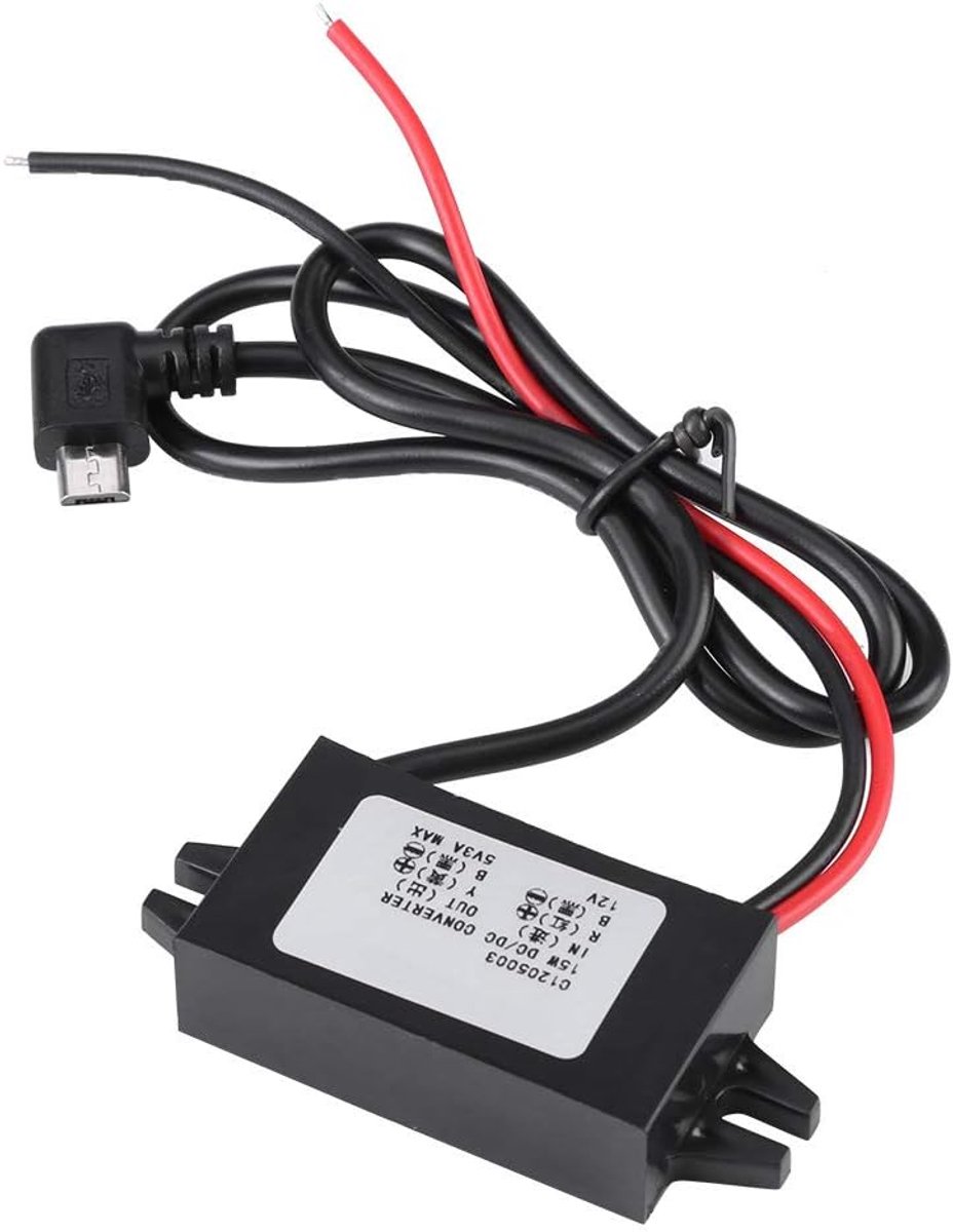 SnelShoppen - DC DC Wandler 12V naar 5V Micro USB Converter 3A - Voedingsadapter voor Auto, Smartphone, Waterdicht en Schokbestendig