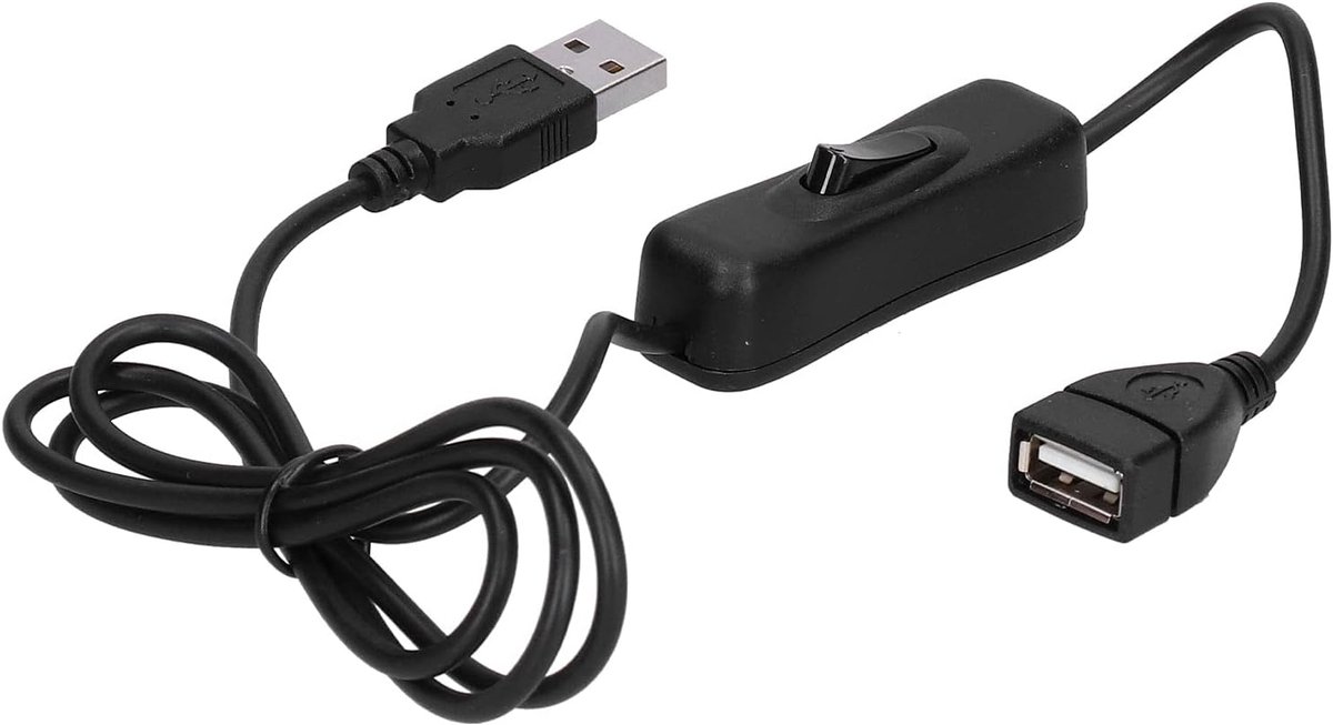 SnelShoppen - USB Switch Verlengkabel met Aan/Uit Schakelaar - 28 AWG Plug naar Bus USB Kabel voor Ventilator LED Verlichting - 1,5 Meter Zwart