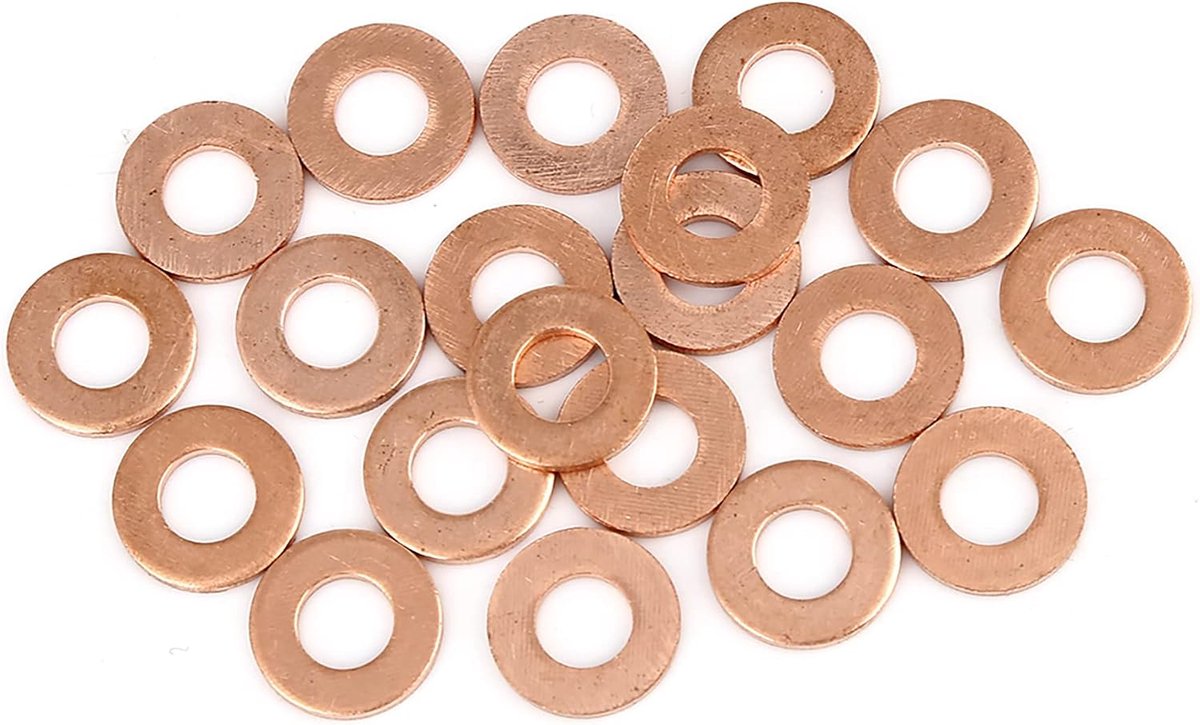 SnelShoppen - 20 Stuks Koperen Platte Afdichtringen 7 x 15 x 1,5 mm Vervangingsschijven voor Keuken, Tuin en Handwerk