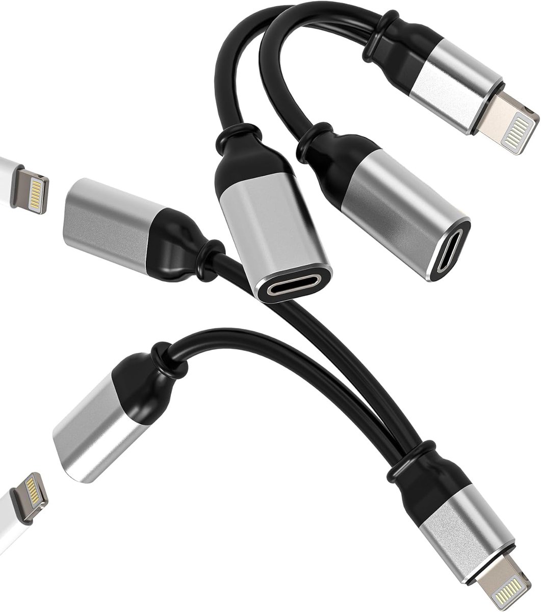 SnelShoppen - iPhone Dual Plug Lightning Jack Adapter Hoofdtelefoon Oplaadkabel 2in1 (2 PCS) MFI Aux Snelle Oplader Splitter Audio Opladaccessoires vo