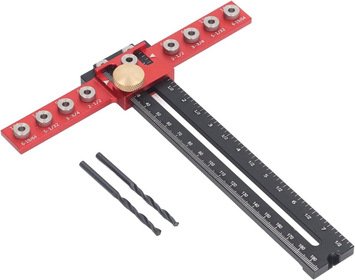 SnelShoppen - Verstelbare Boorgids voor Meubelbeslag, Aluminium Legering, Precisie Boor Template voor Deuren, Knoppen, Handgrepen en Trekstangen