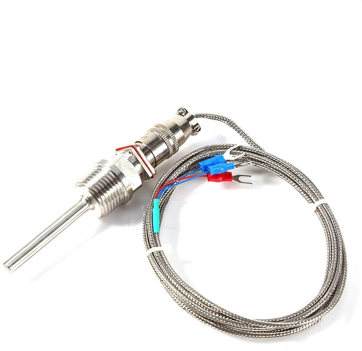 SnelShoppen - PT100 Temperatuur Sensor Probe - 6mm x 50mm RVS, 1/2 NPT Schroefdraad, 2m Kabel, -50 tot 300 °C Voor Temperatuurregeling