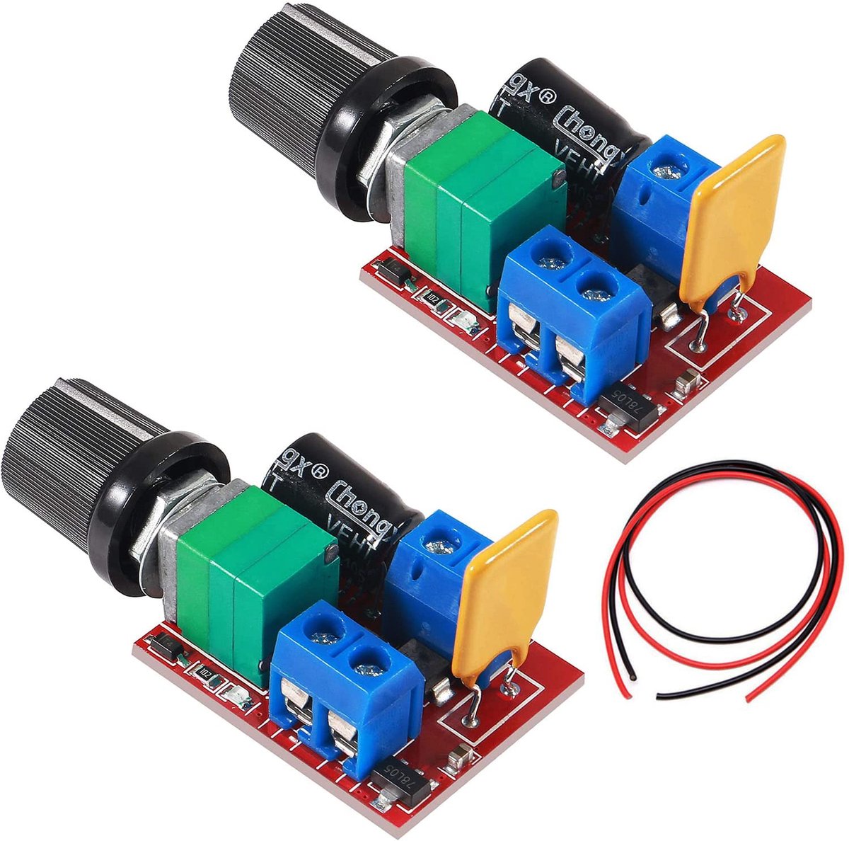 SnelShoppen - 2 Stuks DC Motor Speed Controller PWM 5 A met LED Display voor 3 V, 6 V, 12 V, 24 V, 35 V - Mini Motor Regulator voor Tuin, Keuken en Ho