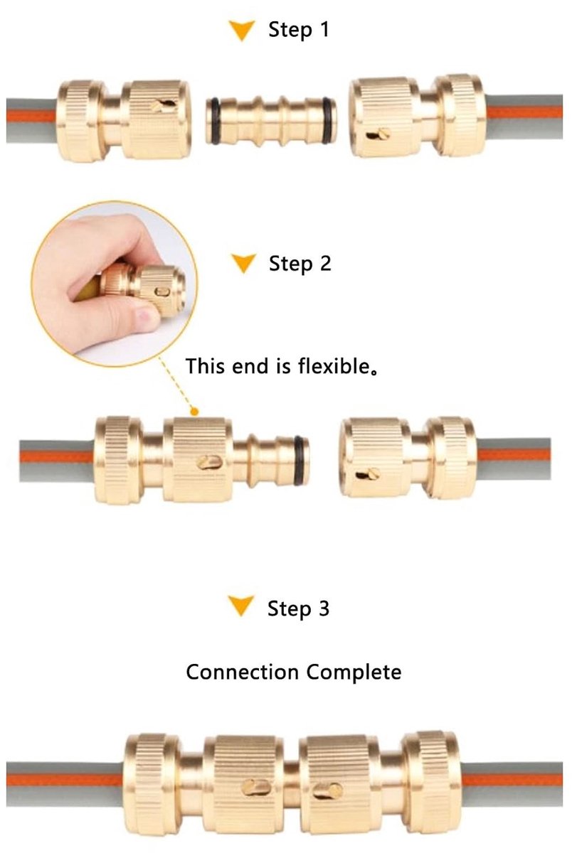 SnelShoppen - 2Pcs Dubbele Manne Pipe Connector 1/2in Messing Man naar Man Snelle Koppeling Tuinslang Onderdeel, Slang Fitting voor Tuin, Balkon, Irri