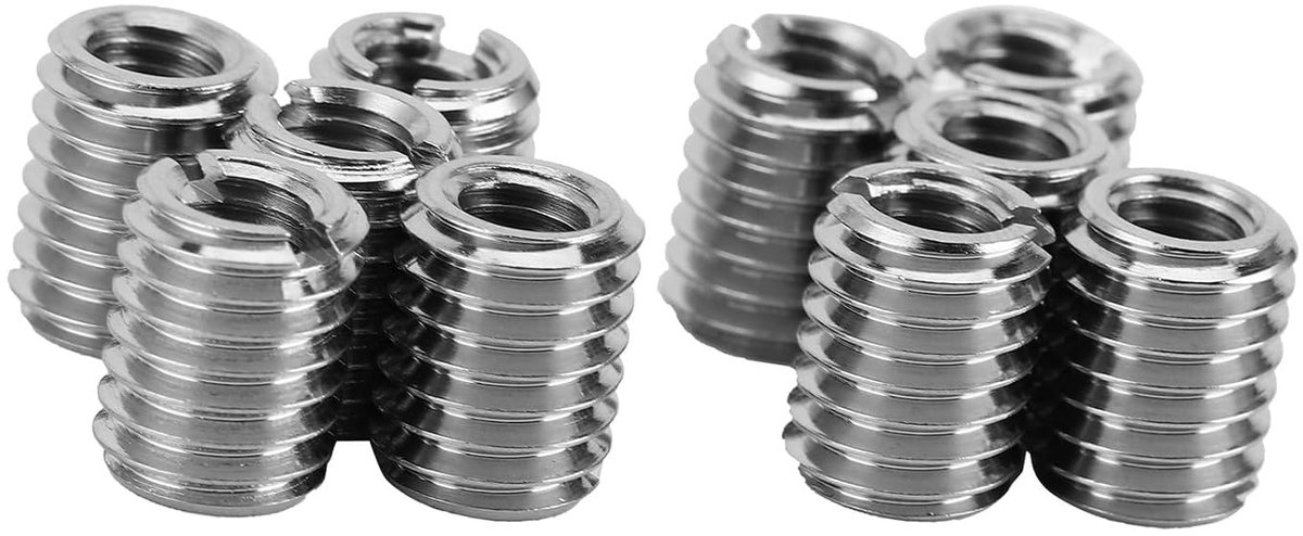 SnelShoppen - Draadinsserts M6 naar M5 - 10 Stuks Draadinsert Set Reducer Moer 303 Roestvrij Staal Vrouwelijk M5x0.8 Mannelijk M8x1.25 0.4 Inch Lengte