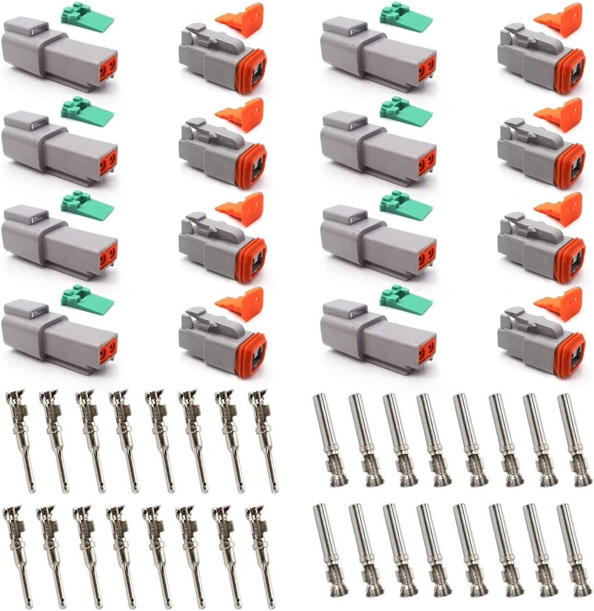 SnelShoppen - DT Plug Kit 2 Polige Duitse Stekker, 8 Sets Waterdichte Elektrische Connectors voor Auto, Vrachtwagen, Boot, 22-18 AWG