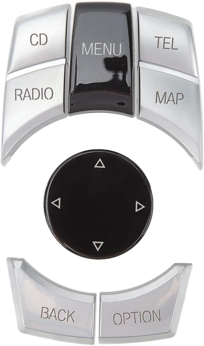 SnelShoppen - 6PCS Multimedia Knop Deksel voor Auto, Geschikt voor E84 X1, E70 X5, E71 X6, E72 ActiveHybrid X6, E81 1 Serie, Electrosilvering, Glad Aa