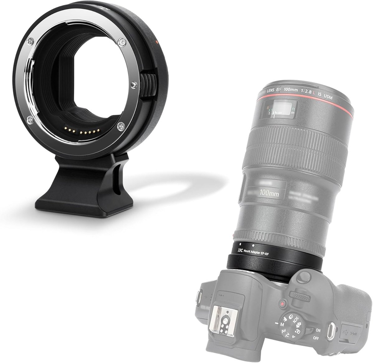 SnelShoppen - JJC EF naar EOS R AF Adapter, DSLR Lens naar RF Bevestiging, Metalen Bevestiging, Afneembare Statiefvoet, Compatibel met Canon EOS R1 R