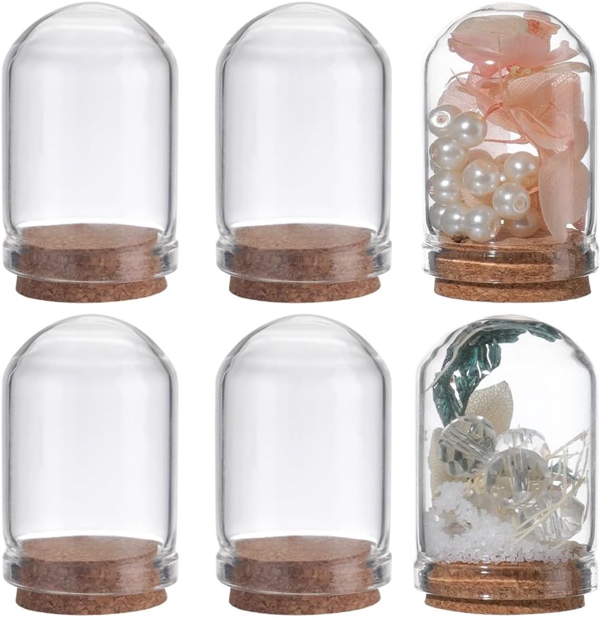 SnelShoppen - 20 Stuks Mini Cloche Bell Jar 10ml Glazen Display Dome met Kurken Basis 1.3 Inch Kleine Heldere Flessen Decoratieve Jars voor Kerst Huis