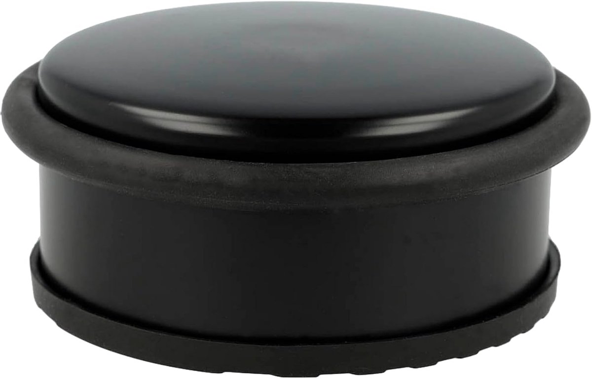 SnelShoppen - Design Deurstoppers Zwart - Klein, 45mm Hoog, Stevig, Voor Vloer - 1.2kg Met Rubber Ring Voor Bescherming - Modern Ontwerp