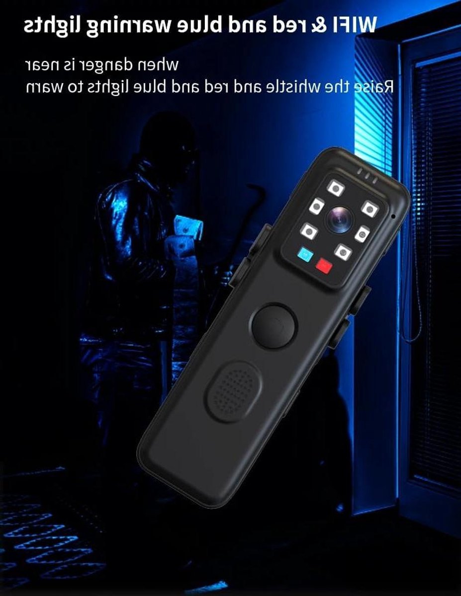 Draagbare Camera - Beveiligingscamera Actiecamera - Veilige Opnames Maken - Infrarood Nachtzicht - 16GB Opslag - Zwart