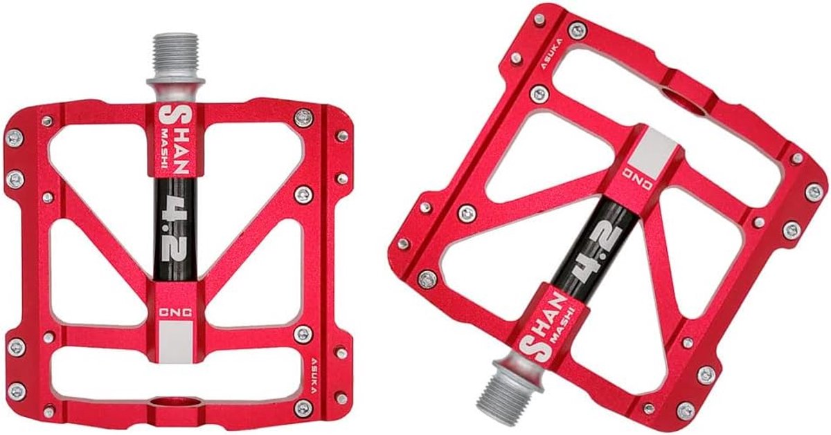 SnelShoppen - Hoogwaardige Grote Aluminium Antislip Pedalen voor MTB/Mountainbike/Racefiets/Stadsfiets/Fiets/BMX met CR-Mo Stalen As en Carbon Fiber D