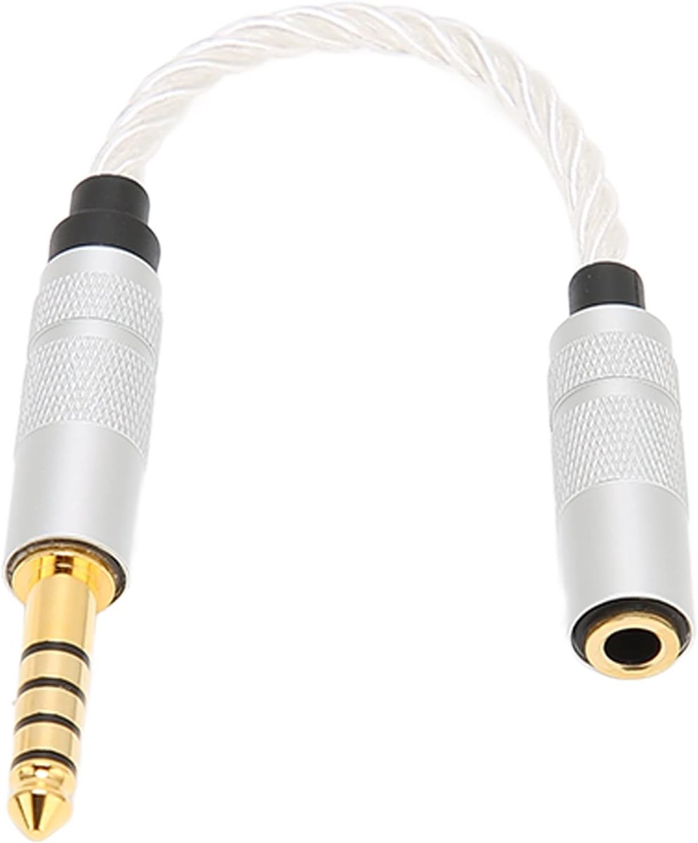 SnelShoppen - 4.4mm Gebalanceerde Naar 3.5mm Stereo Mannetje Naar Vrouwelijke Hoofdtelefoon Adapter Kabel Voor Hoge Resolutie Spelers, Zilver Wit, Duu