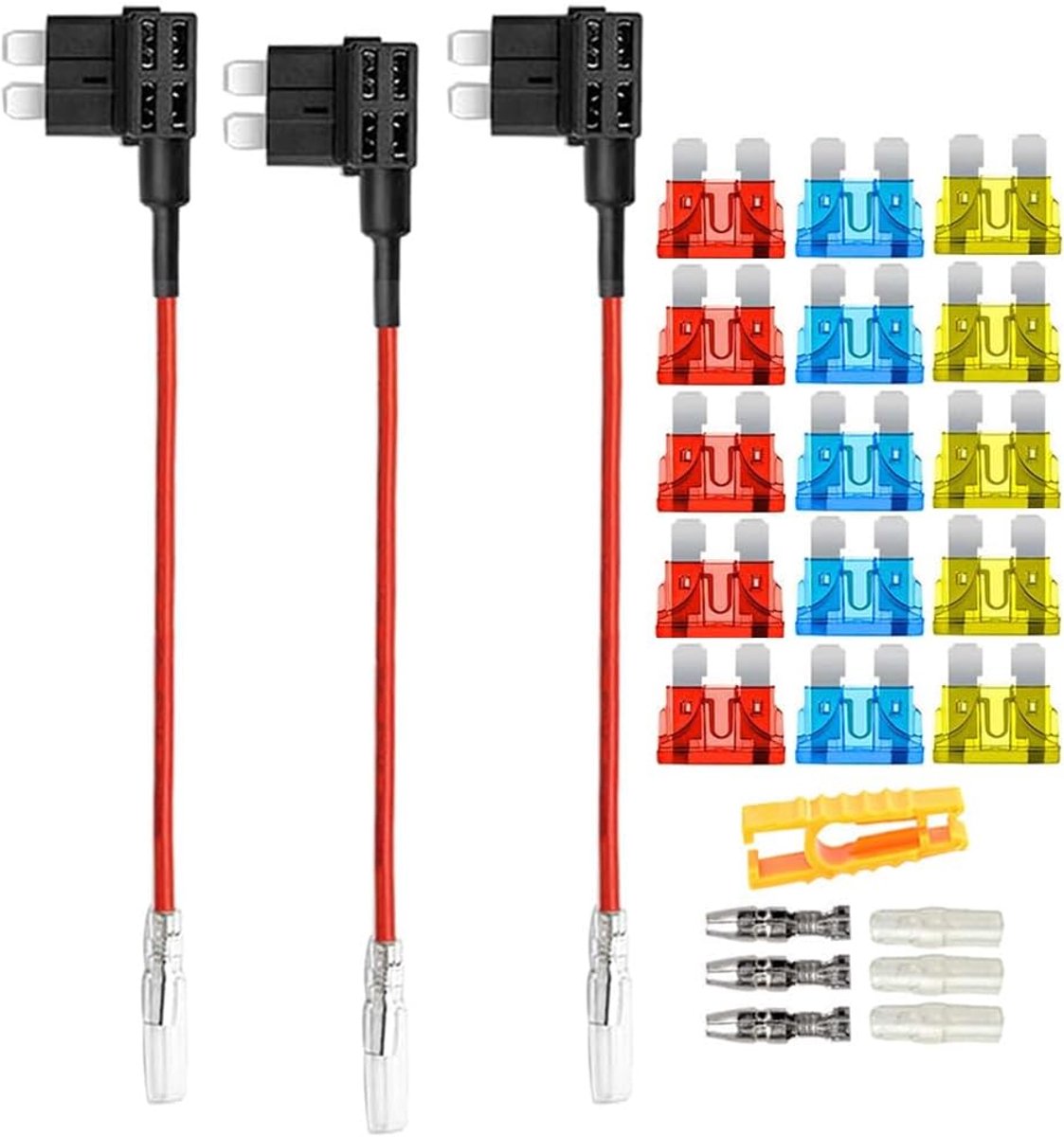 Add-a-Circuit Fuse Adapter 3Pcs - 12V/24V Medium - Inclusief 15Pcs Fuses - Veilig uw circuits uitbreiden - ShopVlot