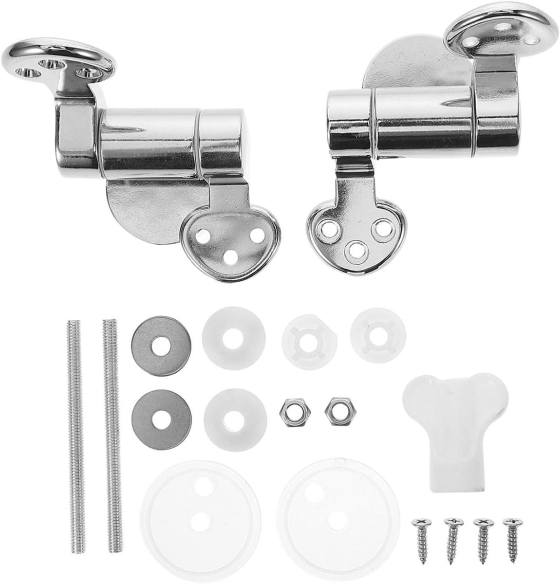 Toiletbril Scharnierset - Toiletdeksel Scharnieren - Badkamer Reparatie - Zacht Sluitend Mechanisme - 8 x 6.4 x 4 cm - Zilver