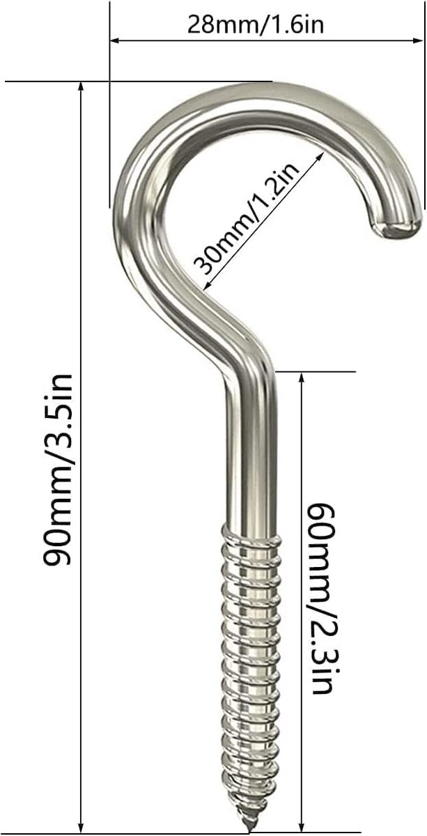 Ceiling hooks 12 stuks - roestvrij staal - zware kwaliteit - ideaal voor binnen en buiten - ShopVlot — afbeelding 4
