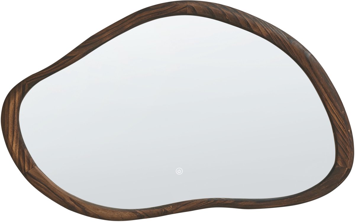 MANCEY - LED-badkamerspiegel - Zilver/Donkerbruin - Glas