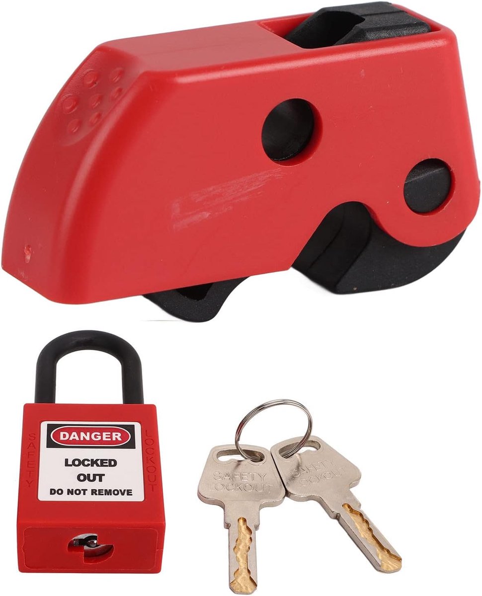 SnelShoppen - Universele Circuitonderbreker Vergrendelset, Inclusief 1 x Vergrendelingsmechanisme, 1 x Hangslot en 2 x Sleutels, Veilig en Handig voor