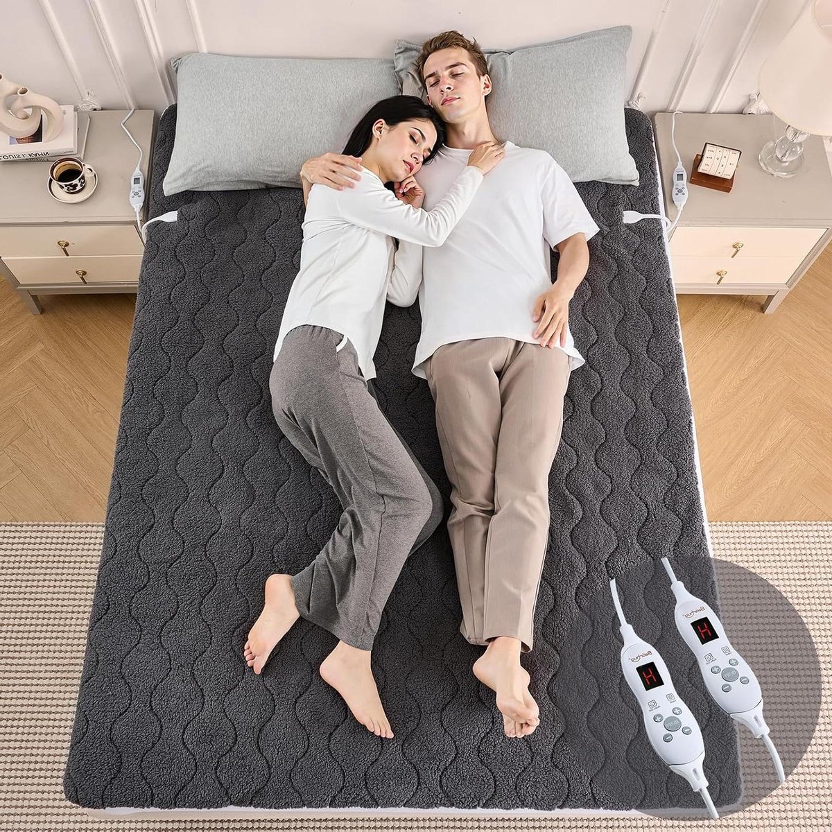 Elektrische Deken - Verwarmde Plaid - Comfort Verwarmen - Twee Zones - 135x190cm - Grijs