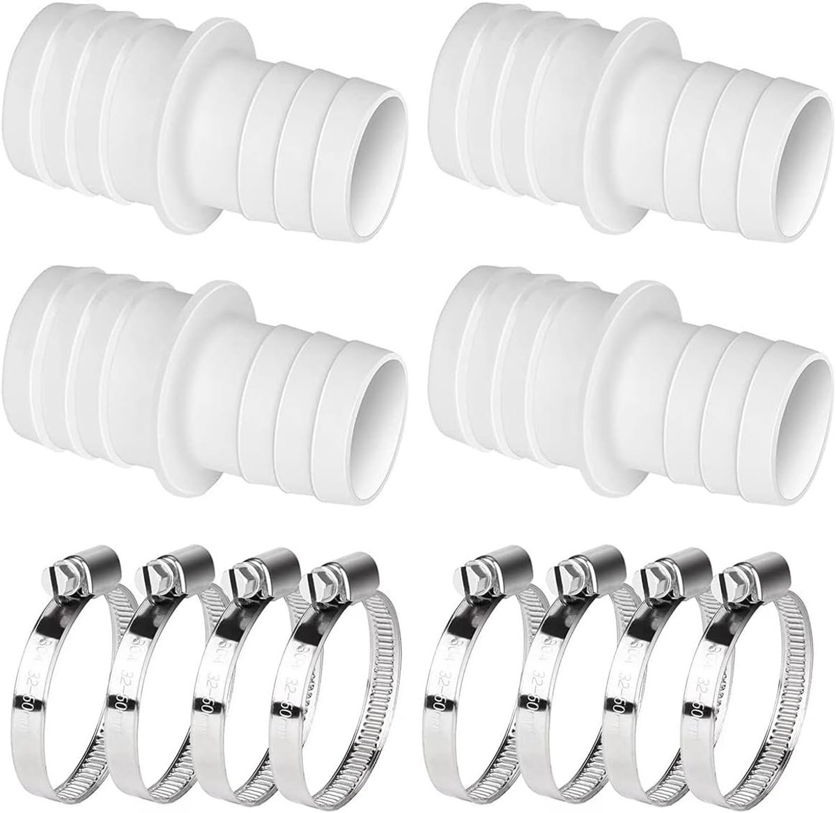 Hose connection voor zwembadslang 32-38mm - dubbele slangaansluiting - wit - eenvoudig te bevestigen - SnelShoppen