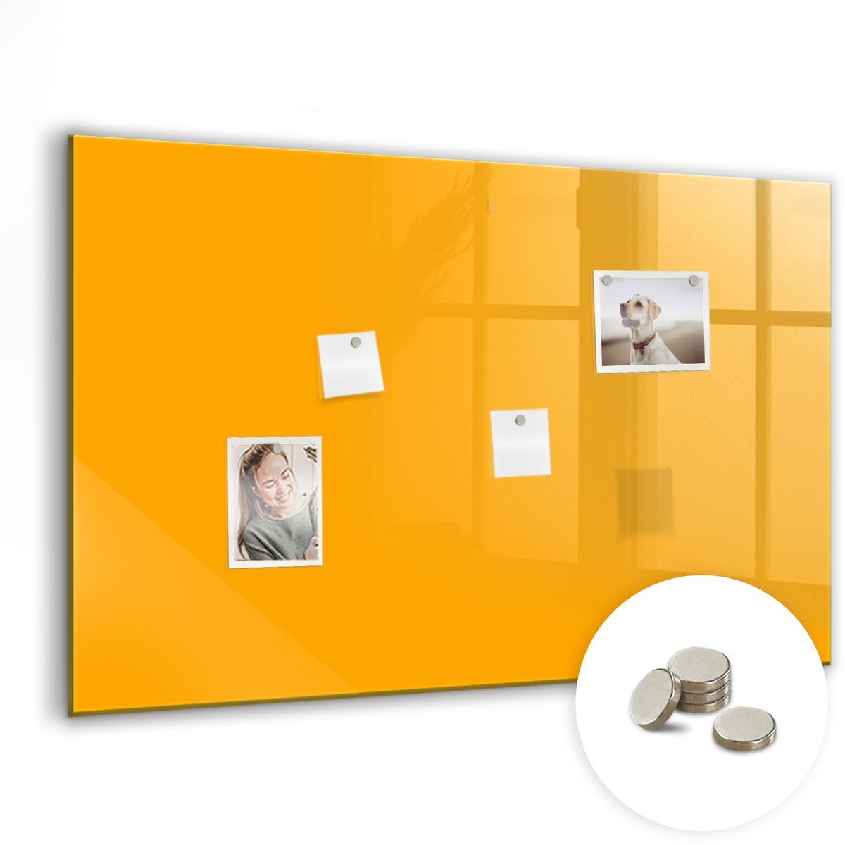 Coloray Glazen Magneetbord - Magnetisch Bord Wereldkaart - 90x60 cm - Donkergeel Magneetbord - Magnetic Board - Magneetbord Design