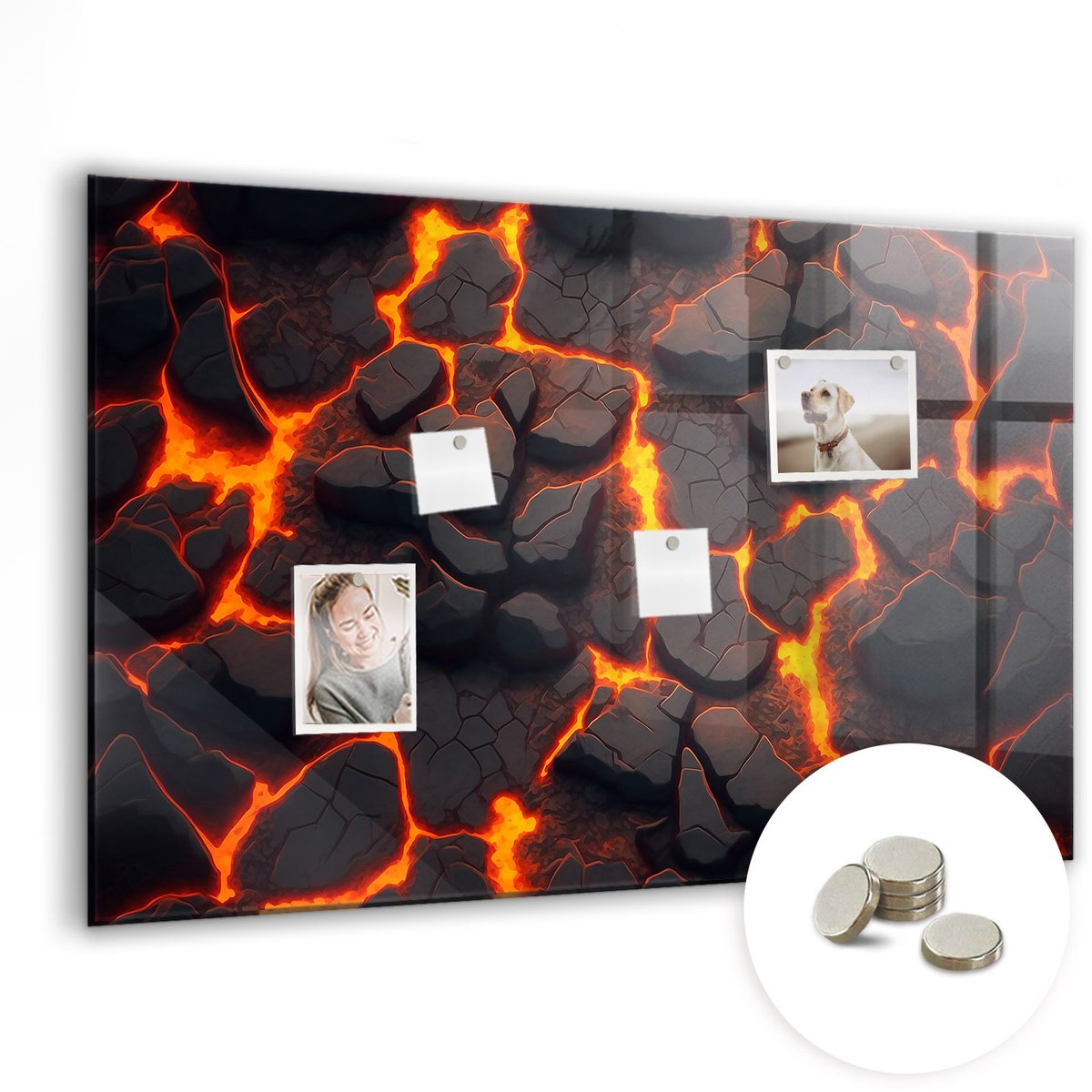 Coloray Glazen Magneetbord - Magnetisch Bord Wereld van sterren, ruimte - 90x60 cm - Zwart Magneetbord - Magnetic Board - Kinderkamer Decoratie