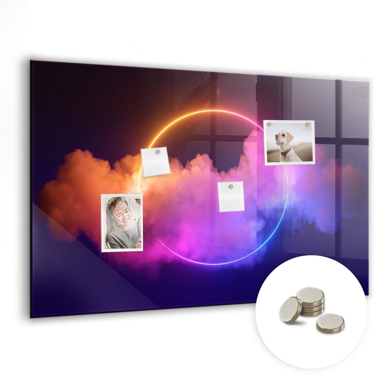 Coloray Glazen Magneetbord - Magnetisch Bord Decoratief marmer - 90x60 cm - Veelkleurig Magneetbord - Magnetic Board - Bureau Decoratie