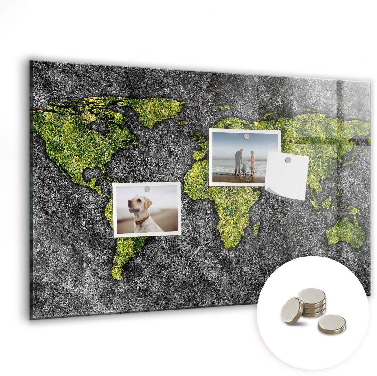 Coloray Glazen Magneetbord - Magnetisch Bord Wereldkaart - 60x40 cm - Groente Magneetbord - Magnetic Board - Magneetbord Design