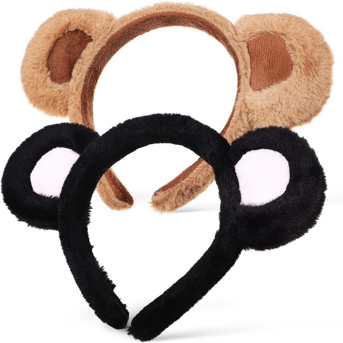 SnelShoppen - Set van 2 Schattige Dierenoren Hoofdbanden - Fluffy Zwarte en Bruine Beer Oren Hoofdband - Cosplay Kostuum voor Kinderen - Perfect voor