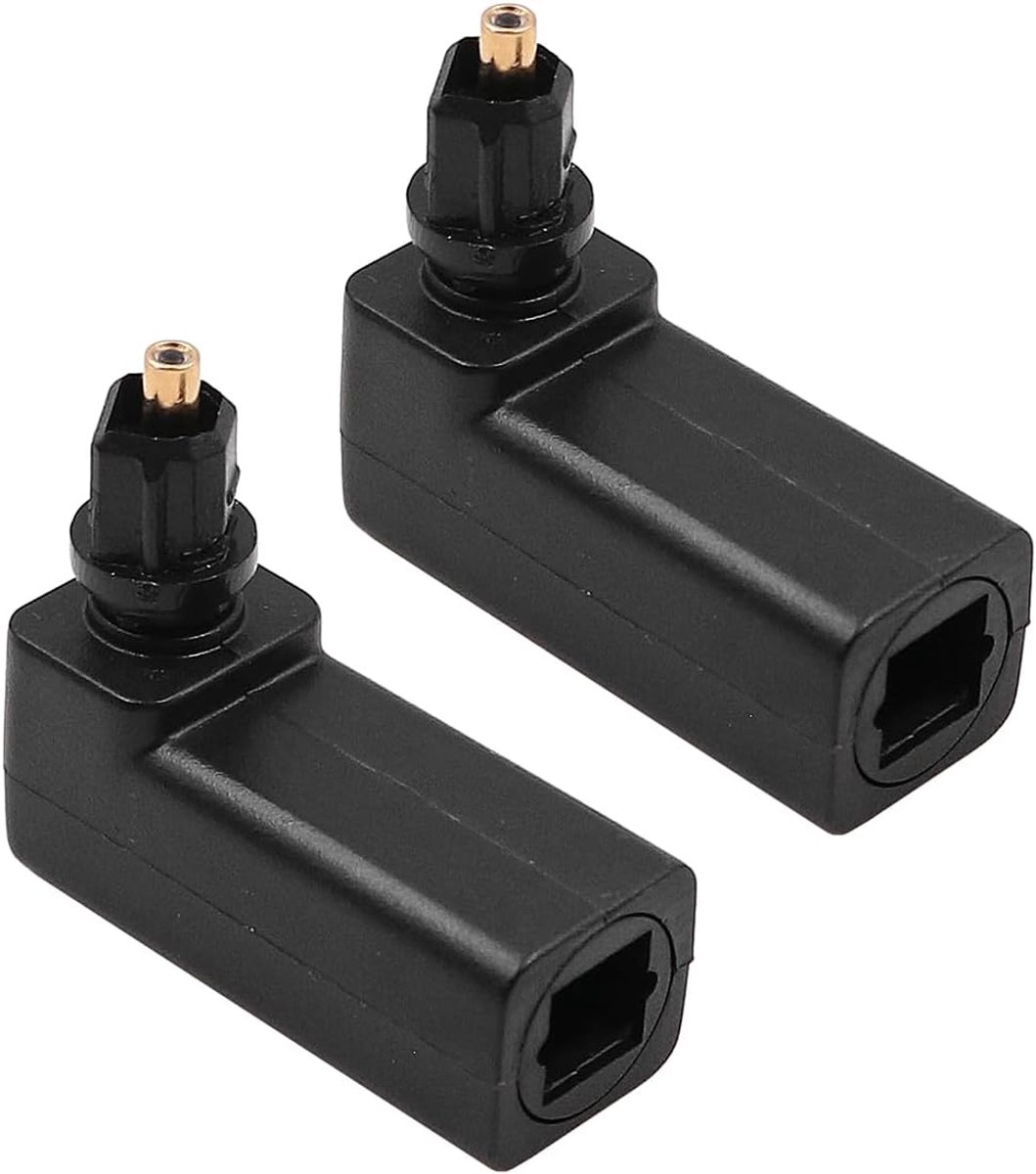 2PCS Toslink Optical Cable Adapter 90 Degree Digital Audio Cable Adapter 360 Degree Male to Female Adapter For Toslink - ShopVlot