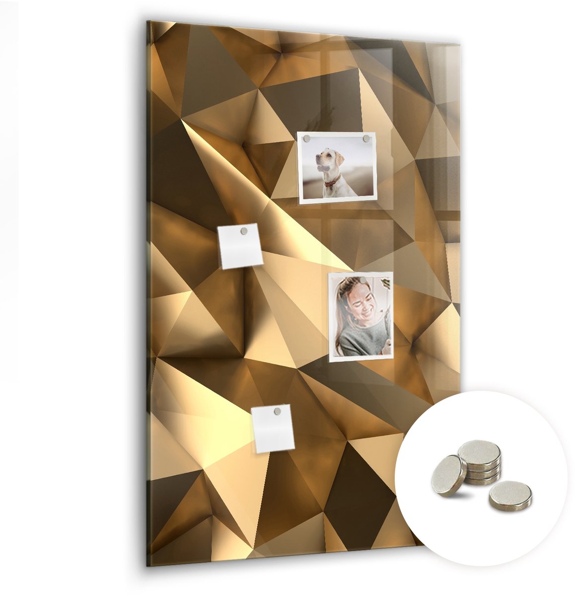 Coloray Glazen Magneetbord - Magnetisch Bord Tropische bladeren - 60x90 cm - Gouden Magneetbord - Magnetic Board - Woonkamer Decoratie
