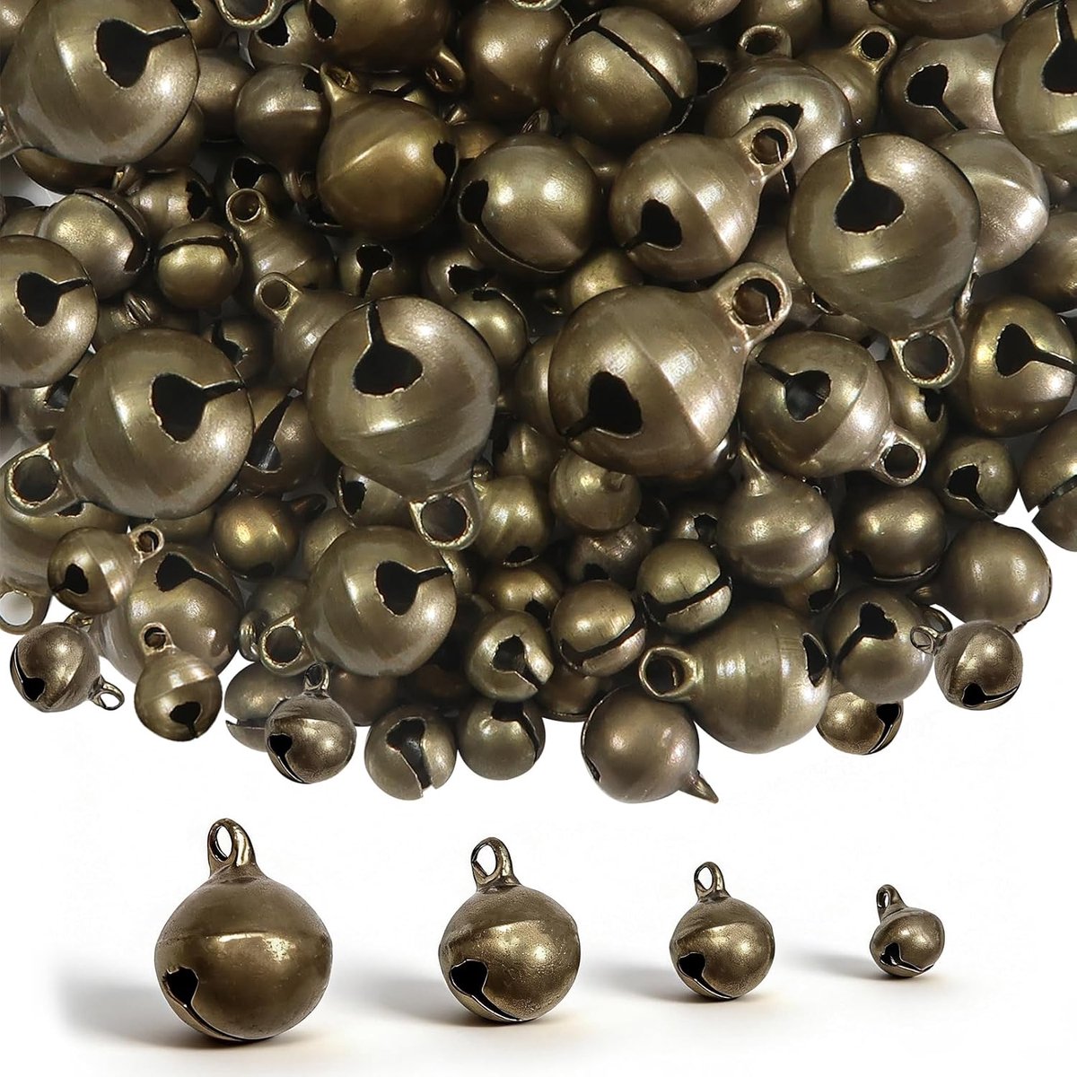 Kleine bronzen bellen 6-12 mm - vintage stijl - antiek uiterlijk - perfect voor creatief knutselen - SnelShoppen