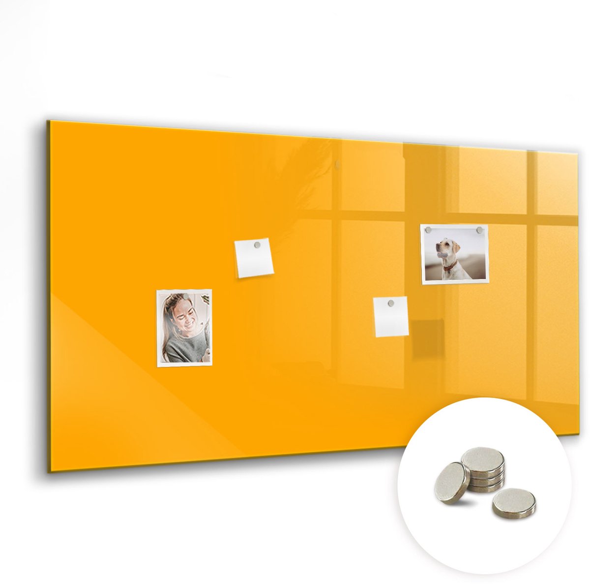 Coloray Glazen Magneetbord - Magnetisch Bord Wijnkurken - 120x60 cm - Donkergeel Magneetbord - Magnetic Board - Keuken Decoratie