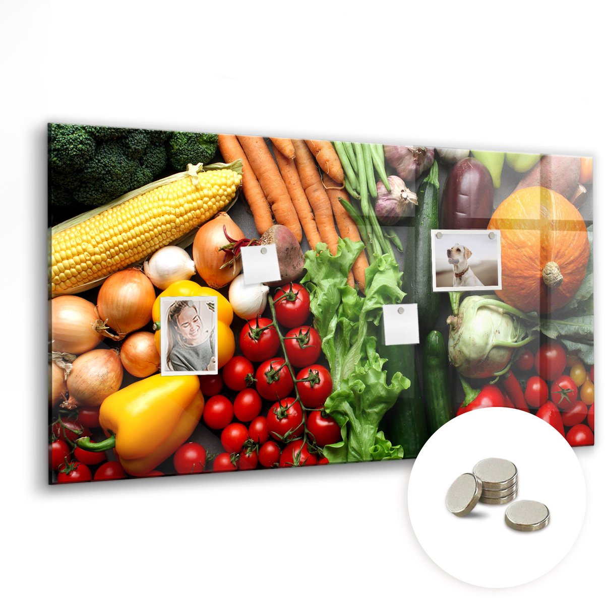 Coloray Glazen Magneetbord - Magnetisch Bord Houtstructuur - 120x60 cm - Veelkleurig Magneetbord - Magnetic Board - Wanddecoratie