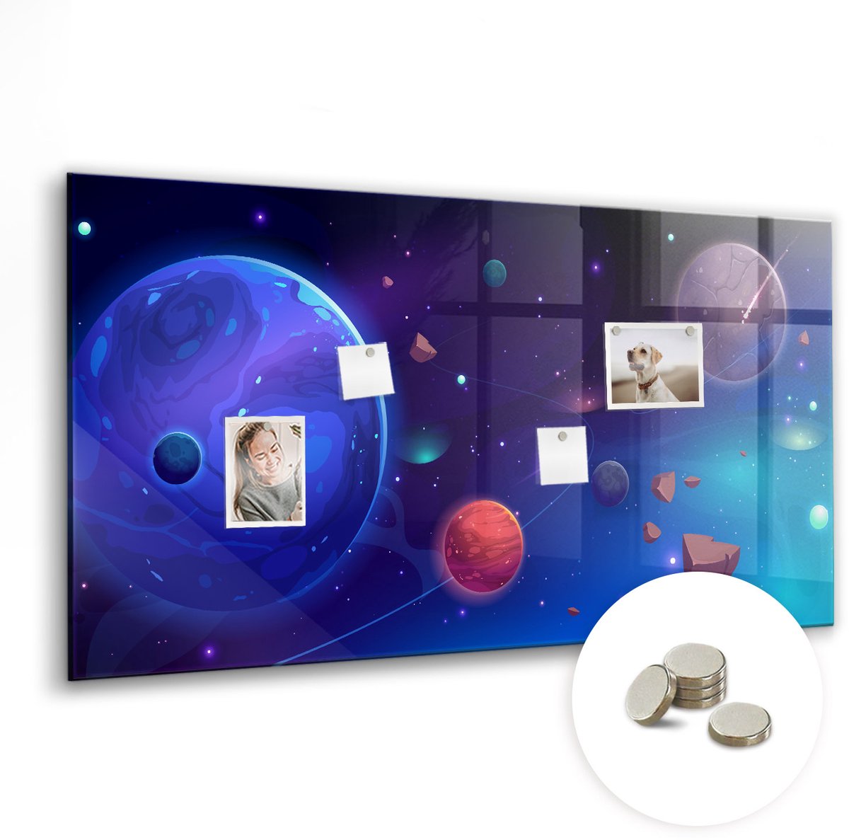 Coloray Glazen Magneetbord - Magnetisch Bord Zebrapatroon - 120x60 cm - Veelkleurig Magneetbord - Magnetic Board - Memobord