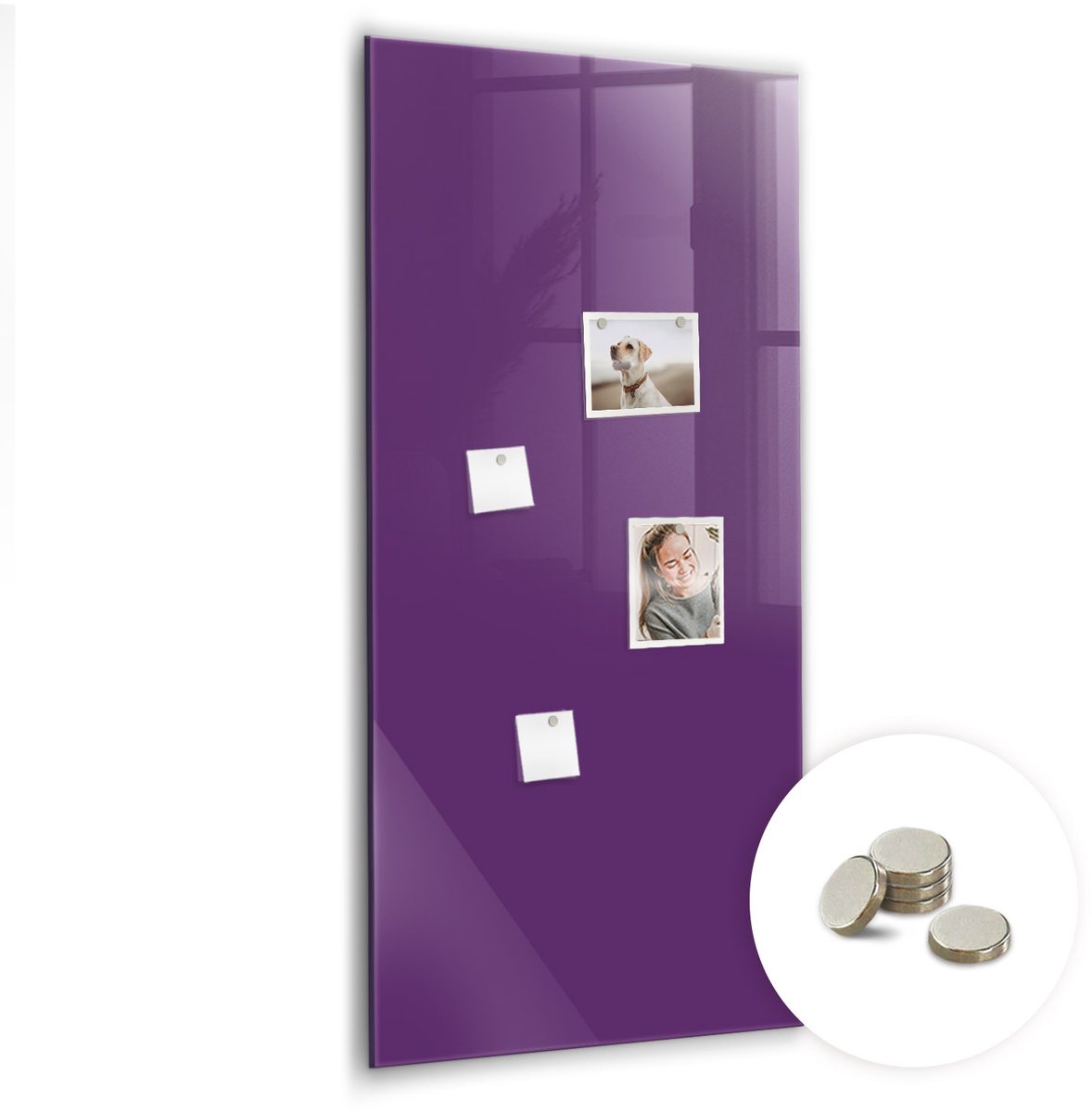Coloray Glazen Magneetbord - Magnetisch Bord Goudgele kleur - 60x120 cm - Paars Magneetbord - Magnetic Board - Bureau Decoratie