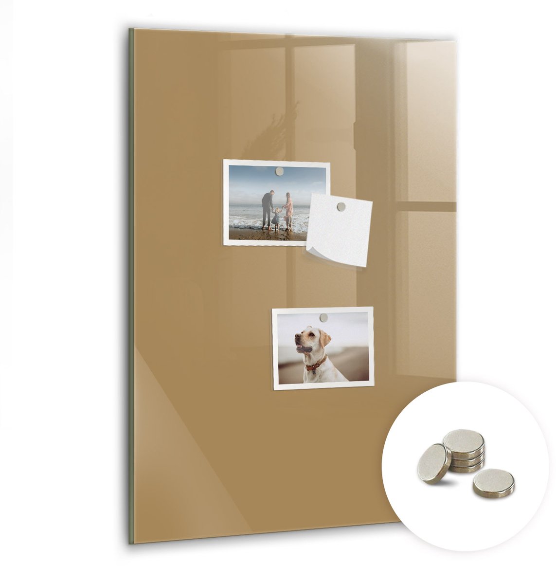 Coloray Glazen Magneetbord - Magnetisch Bord Roze kleur - 40x60 cm - Beige Magneetbord - Magnetic Board - Memobord