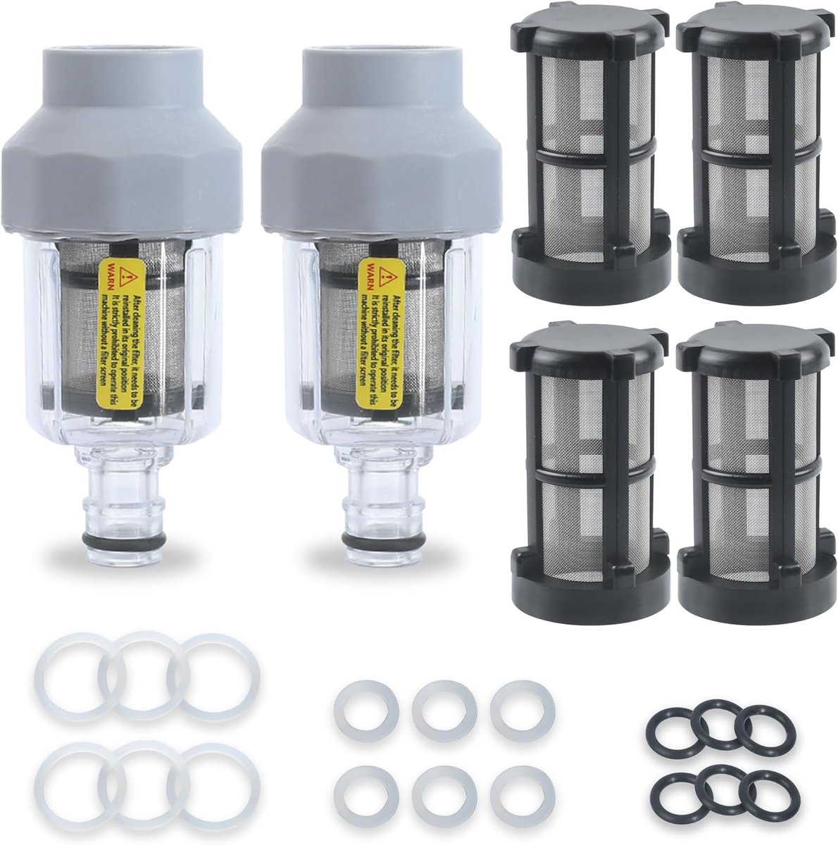 SnelShoppen - 2-Pack Hoge Druk Tuinslang Waterfilter, 3/4" Inline Sedimentfilter voor Tuinslang, Sievefilter voor Motorhome, Auto Wassen & Buitenkraan