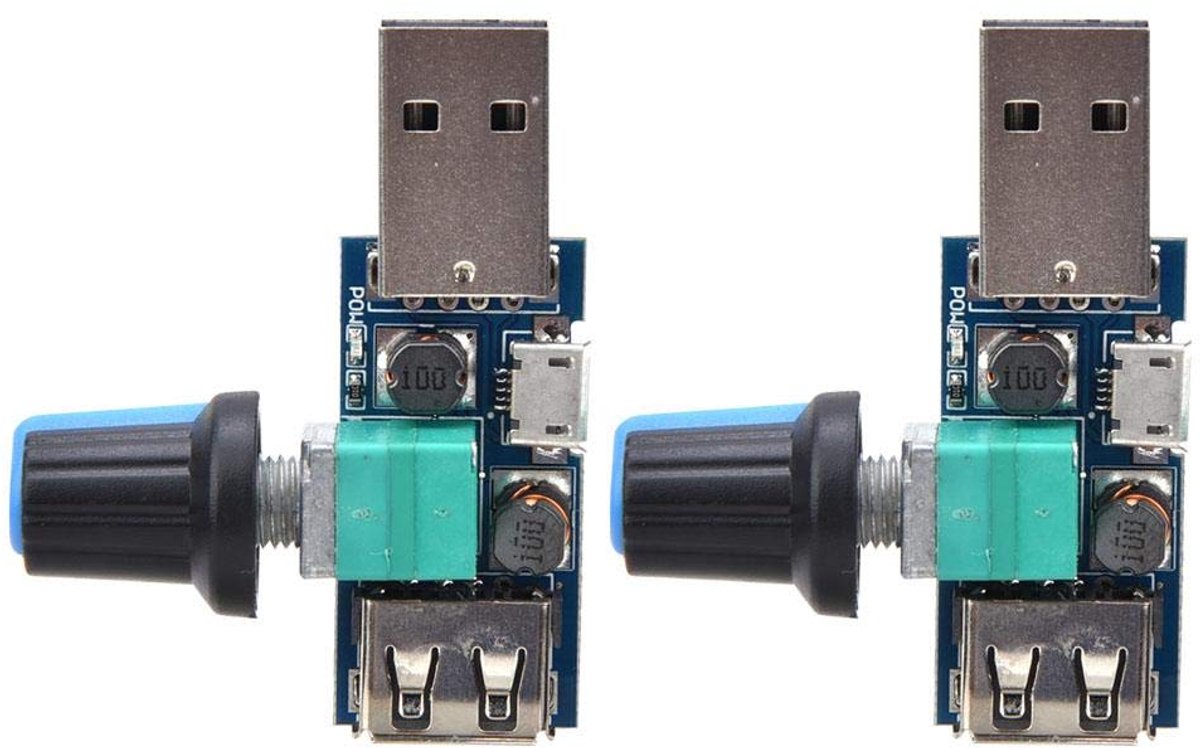 SnelShoppen - 2pcs Ventilator Snelheidsregelaar USB Motor Snelheidsregelaar Schakelaar DC4~12V 5 Watt Verstelbare Spanning Regulator Module voor Thuis