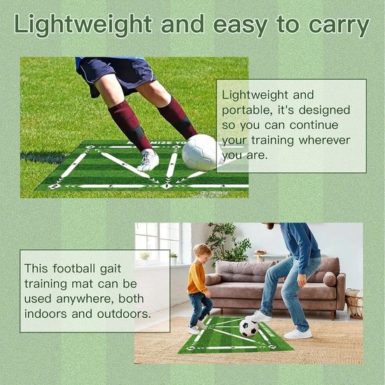 Voetbal Trainingsmat - Dribbel Mat - Balcontrole Oefenen - Antislip Onderkant - 60 x 90 cm - Zwart — afbeelding 5
