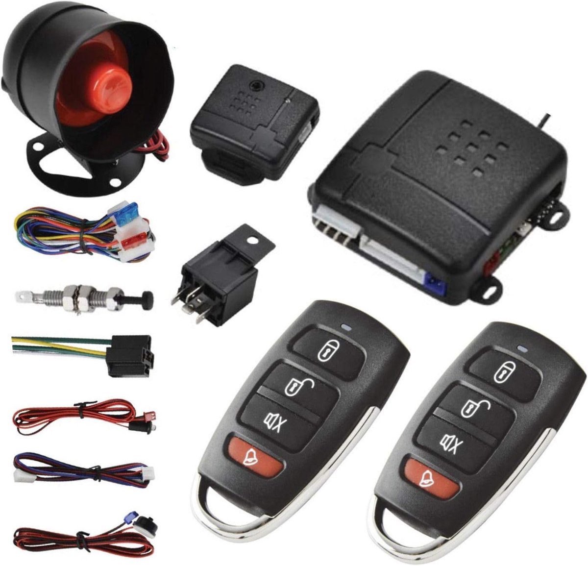 SnelShoppen - Riloer Auto Alarm Systeem Immobilizer Kit - Centrale Deurslot Afstandsbediening en Keyless Entry Systeem voor Universele Auto's