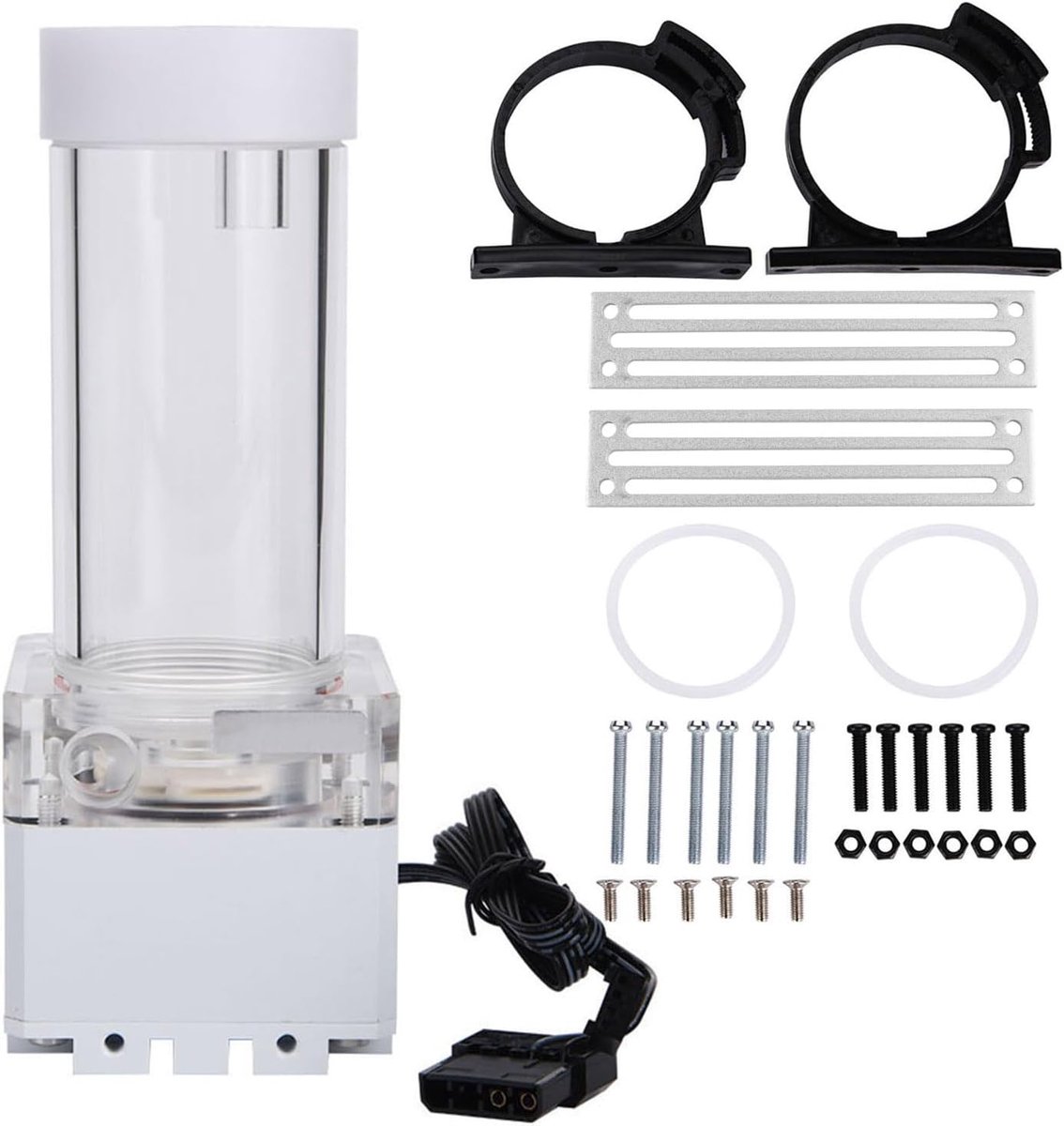 SnelShoppen - 800L/H Computer CPU Waterkoeling Waterpomp met 4 Meter Pomp Hoofd, Snelle Warmteafvoer, LED Ultra Stille Tank voor PC (Wit, 17cm)