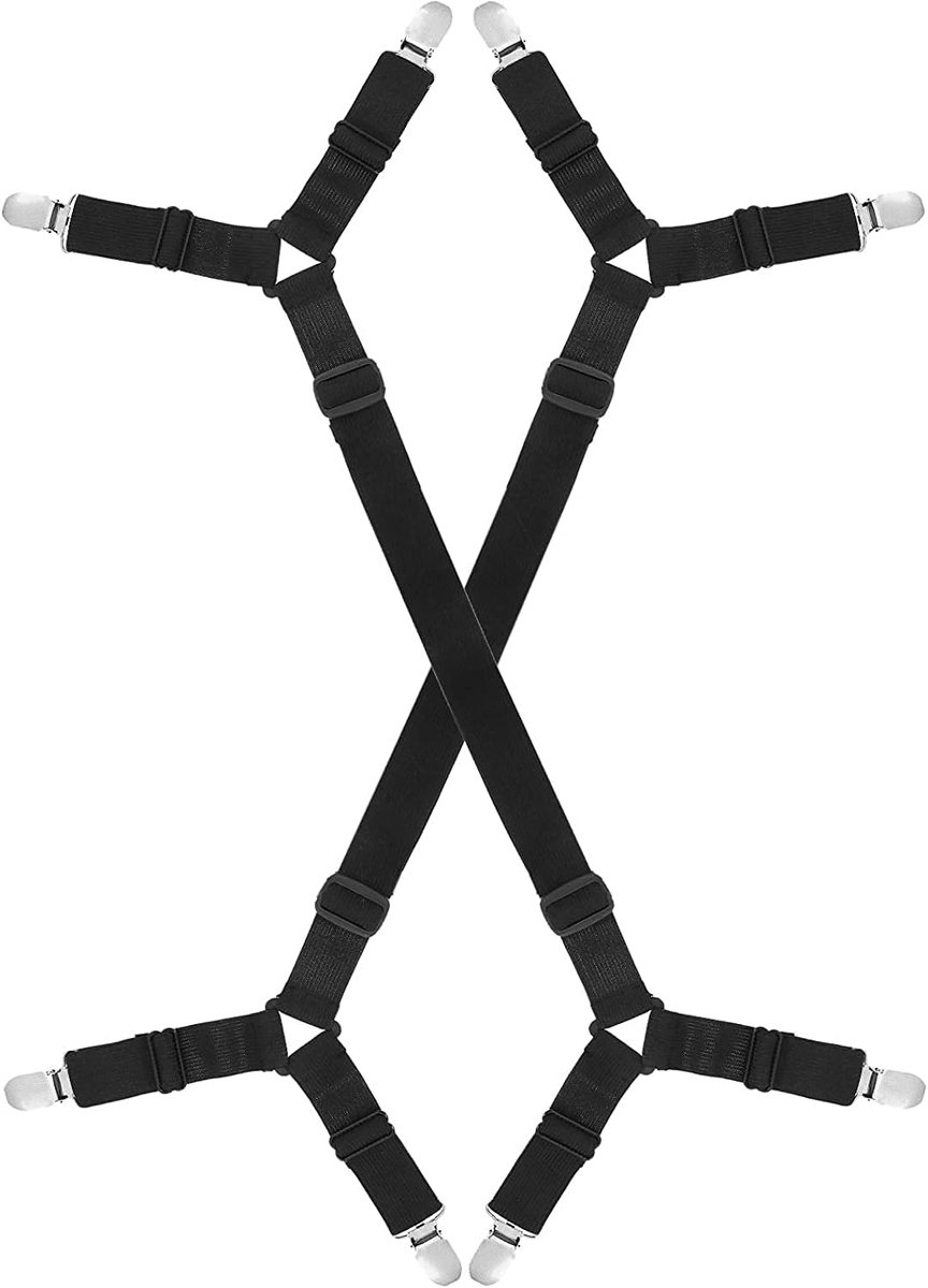 SnelShoppen - 2 Stuks Zwarte Bedlakens Klemmen, Verstelbare Lange Bedlaken Houders, Duurzame Bedlaken Clips voor Alle Vierkante Matrassen, Geschikt vo